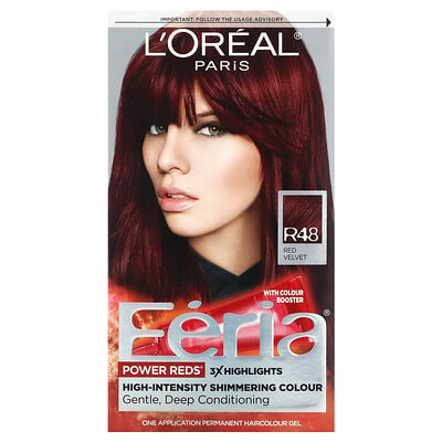 Feria, Power Reds, High-intensity Shimmering Colour, R48 Red Velvet, 1 Application