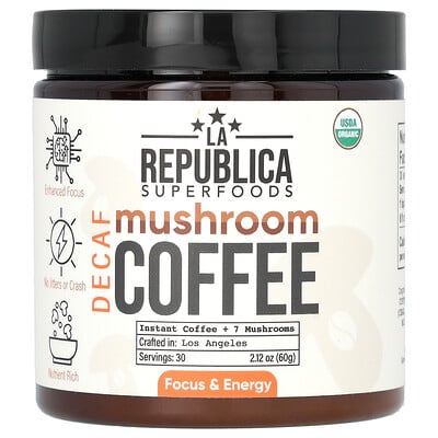 Mushroom Coffee, Instant Coffee + 7 Mushrooms, Decaf