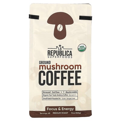 Ground Mushroom Coffee, Medium Roast