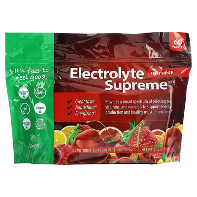 Electrolyte Supreme™, Fruit Punch, 60 Packets, 5.6 G