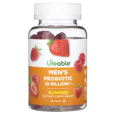 Men's Probiotic Gummies, Natural Berry, 10 Billion, 60 Gummies