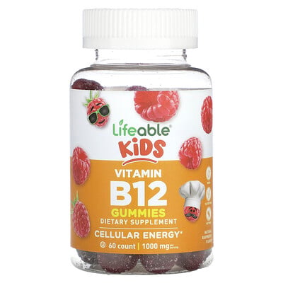 Kids Vitamin B12 Gummies, Natural Raspberry, 1,000 Mg, 60 Gummies