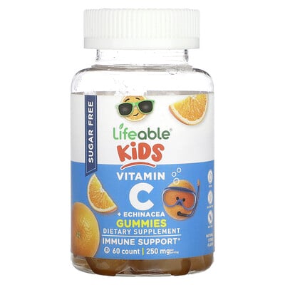 Kids, Vitamin C Gummies, Sugar Free, Citrus, 250 Mg, 60 Gummies