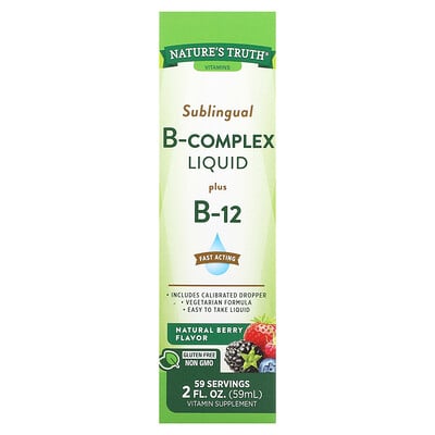 Vitamins, Sublingual B-complex Liquid Plus B-12, Natural Berry
