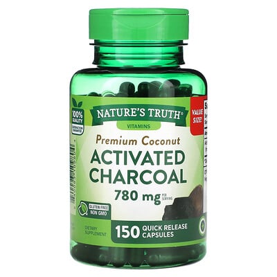 Vitamins, Premium Coconut Activated Charcoal, 780 Mg, 150 Quick Release Capsules