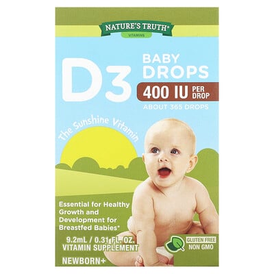 Vitamins, D3 Baby Drops, Newborn+, 400 Iu