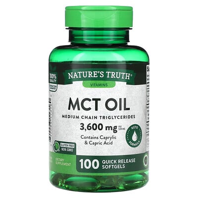 Vitamins, Mct Oil, 3,600 Mg, 100 Quick Release Softgels