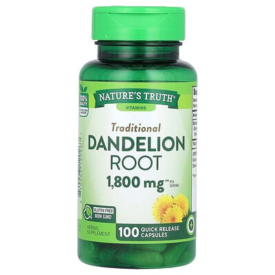 Vitamins, Dandelion Root, 1,800 Mg , 100 Quick Release Capsules
