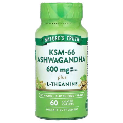Ksm-66 Ashwagandha Plus L-theanine, 60 Coated Caplets
