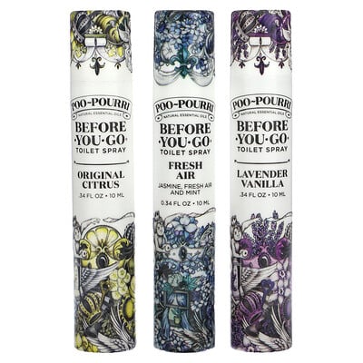 On-the-go, Before-you-go® Toilet Sprays, Value Set, 3 Sprays, 0.34 Fl Oz (10 Ml)