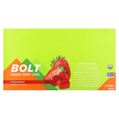 Bolt, Organic Energy Chews, Strawberry