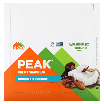 Peak, Chewy Snack Bar, Chocolate Coconut, 12 Bars, 1.3 Oz (37 G)