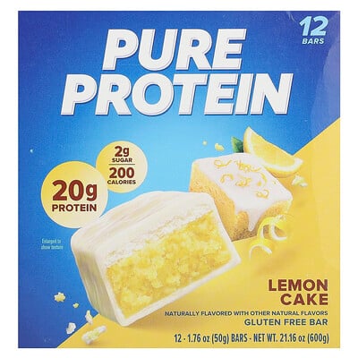 Gluten Free Bar, Lemon Cake, 12 Bars, 1.76 Oz (50 G)