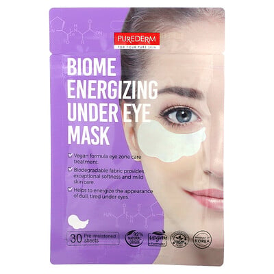 Biome Energizing Under Eye Beauty Mask, 30 Pre-moistened Sheets