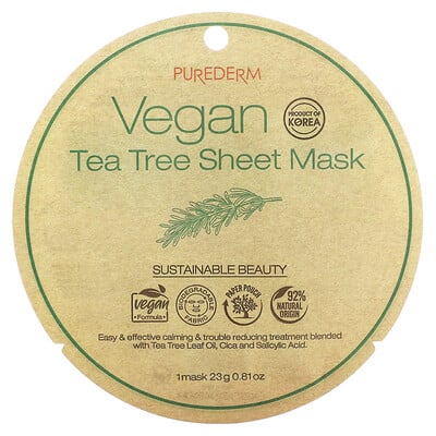 Vegan Tea Tree Sheet Beauty Mask, 1 Sheet Mask