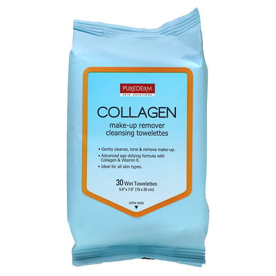 Make-up Remover Cleansing Towelettes, Collagen, 30 Wet Towelettes