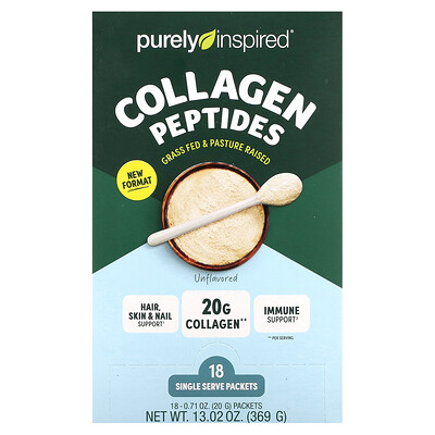 Collagen Peptides, Unflavored, 18 Single Serve Packets, 0.71 Oz (20 G)