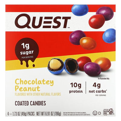 Chocolatey Coated Peanut Candies, 4 Packs 1.73 Oz (49 G)