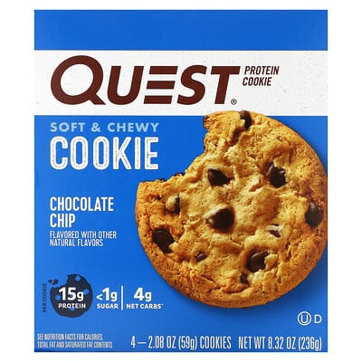 Protein Cookie, Chocolate Chip, 4 Cookies, 2.08 Oz (59 G)