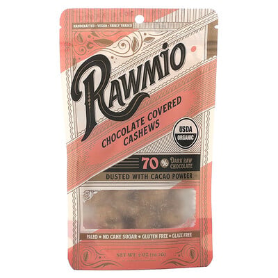 Chocolate Covered Cashews, 70% Dark Raw Chocolate