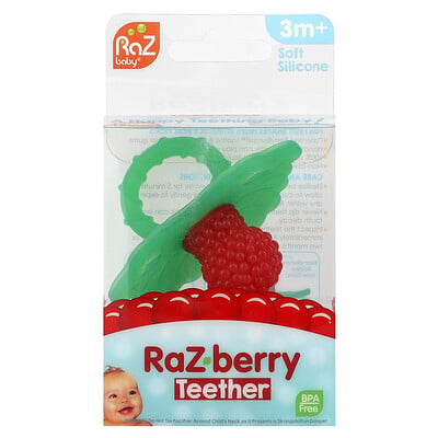 Raz-berry Teether, 3 Months+, Green/red, 1 Count