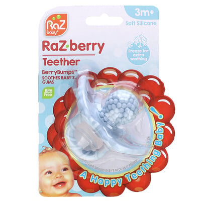 Raz-berry Teether, 3 Months+, Blue, 1 Count