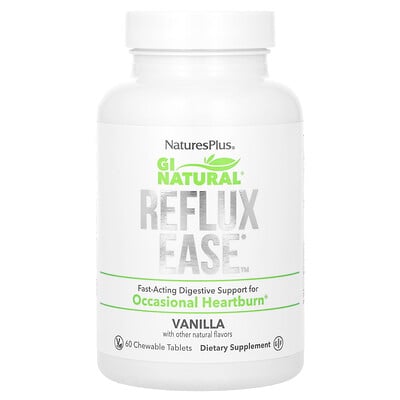 Gi Natural, Reflux Ease, Vanila, 60 Chewable Tablets