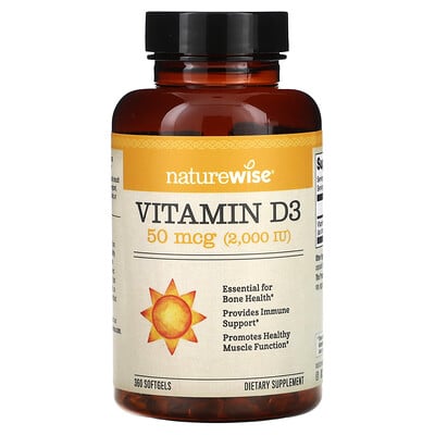 Vitamin D3, 50 Mcg (2,000 Iu), 360 Softgels