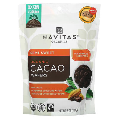 Organic Cacao Wafers, Semi-sweet