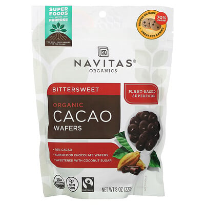 Organic Cacao Wafers, Bittersweet