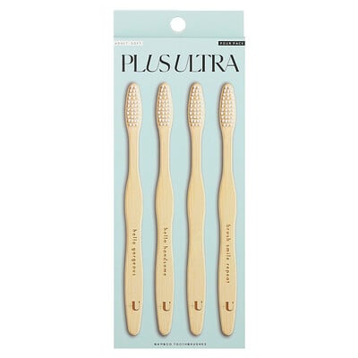 Bamboo Toothbrushes, Adult, Soft, 4 Pack
