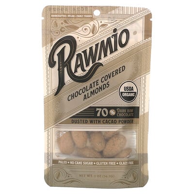 Chocolate Covered Almonds, 70% Dark Raw Chocolate