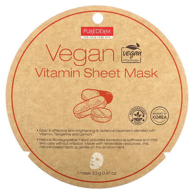 Vegan Vitamin Sheet Beauty Mask, 1 Sheet Mask