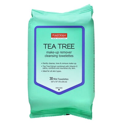 Make-up Remover Cleansing Towelettes, Tea Tree, 30 Wet Towelettes