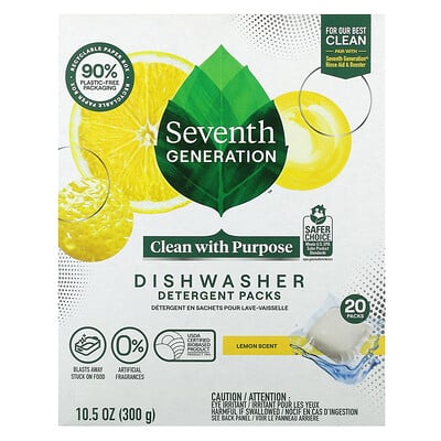 Dishwasher Detergent Packs, Lemon Scent, 20 Packs