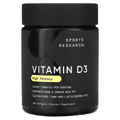 Vitamin D3, High Potency, 25 Mcg (1,000 Iu), 360 Softgels