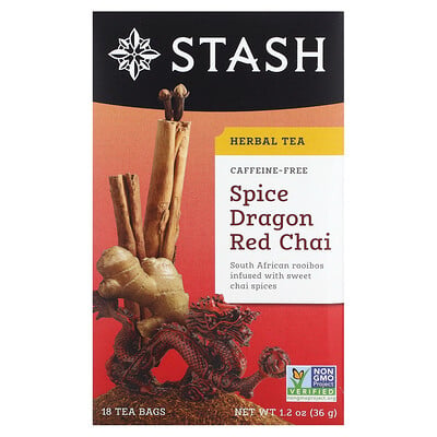Herbal Tea, Spice Dragon Red Chai, Caffeine Free, 18 Tea Bags