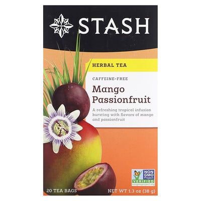 Herbal Tea, Mango Passionfruit, Caffeine Free, 20 Tea Bags