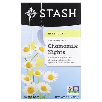 Herbal Tea, Chamomile Nights, Caffeine Free, 20 Tea Bags