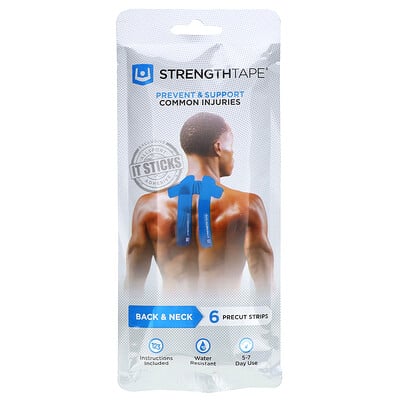 Kinesiology Tape Kit, Back & Neck, 6 Precut Strips