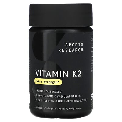 Vitamin K2, Extra Strength, 180 Mcg, 60 Veggie Softgels