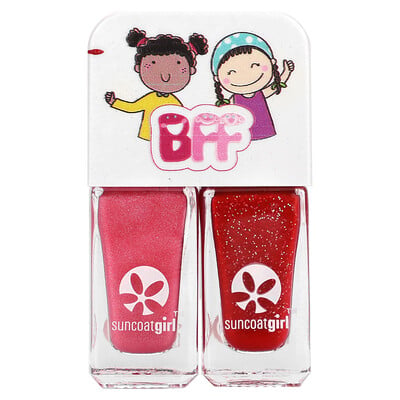 Beauties Nail Polish Duo Set, Ballerina Pink Shimmer & Cherry Red, 2 Piece Set