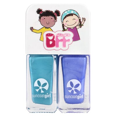 Twinnies Nail Polish Duo Set, Creamy Turquoise & Shimmery Sky Blue, 2 Piece Set