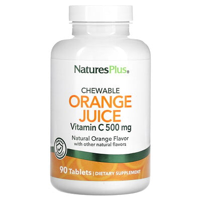 Chewable Orange Juice, Vitamin C, Natural Orange, 500 Mg