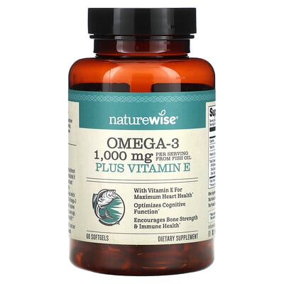 Omega 3 Plus Vitamin E, 60 Softgels