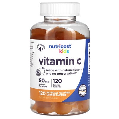 Kids, Vitamin C, Ages 4+, Orange, 90 Mg, 120 Gummies