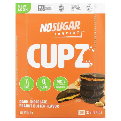 Cupz, Dark Chocolate Peanut Butter, 30 Cupz, 0.6 Oz (17 G)