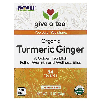 Organic Turmeric Ginger, Caffeine Free , 24 Tea Bags