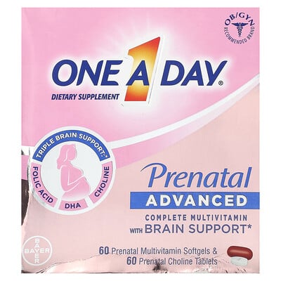 Prenatal Advanced, Complete Multivitamin With Brain Support, 60 Prenatal Multivitamin Softgels & 60 Prenatal Choline Tablets