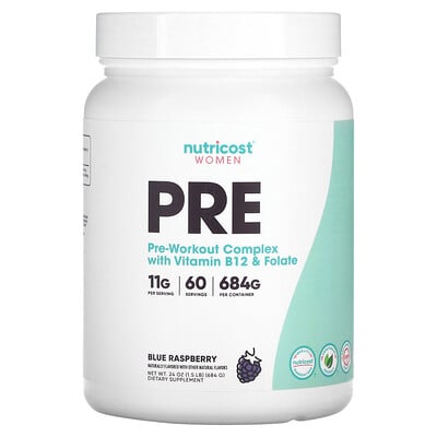 Women, Pre-workout Complex With Vitamin B12 & Folate, Blue Raspberry